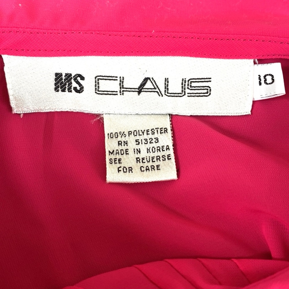 MS Chaus Pink Black Pleated Chiffon Size 10 Old Money Preppy Chic Romantic Dress - Picture 10 of 12